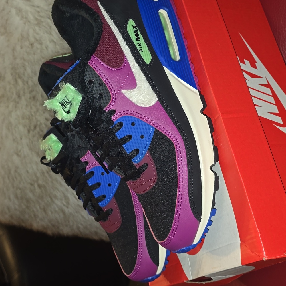 Nike Air Max 90 PRM, Faux Fur- Lined Plum and Colorway Sneakers, sz 11.5 W, 10 M